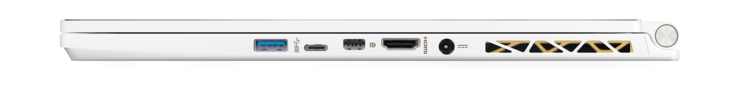 Côté droit : USB 3.1, Thunderbolt 3, mini DisplayPort, HDMI, entrée secteur.