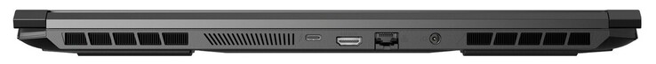 Arrière : 1x Thunderbolt 3 (incl. DP, pas de PowerDelivery), HDMI, GigabitLAN, connecteur d'alimentation