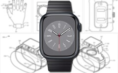 La montre Apple figurant dans le brevet est dotée d&#039;un boîtier détachable pour une fonctionnalité accrue. (Image source : Apple (Watch Series 8)/USPTO - édité)