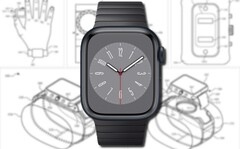 La montre Apple figurant dans le brevet est dotée d'un boîtier détachable pour une fonctionnalité accrue. (Image source : Apple (Watch Series 8)/USPTO - édité)