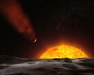 Illustration d'un artiste représentant une exoplanète se dirigeant vers son étoile.