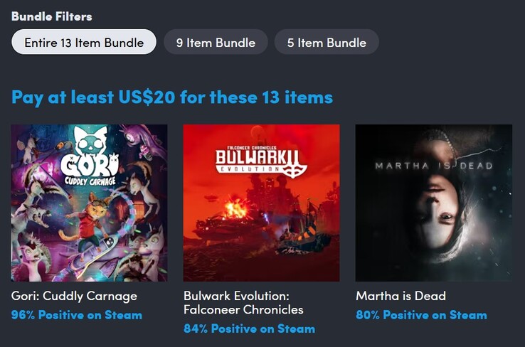 Image décorative. En payant 20 $, vous obtenez les 13 jeux (Source de l'image : Humble Bundle)