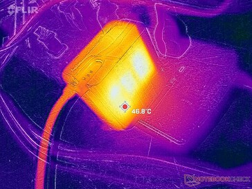 L'adaptateur CA peut atteindre plus de 47°C en cas d'utilisation prolongée de charges exigeantes