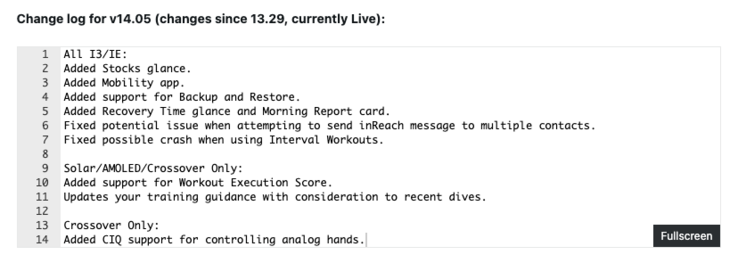 Les notes de version pour Garmin Instinct 3 series beta version 14.05