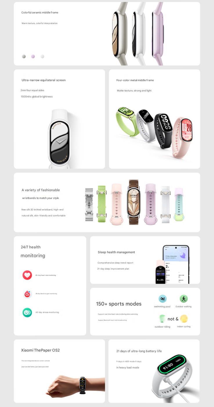 Principales caractéristiques du Xiaomi Smart Band 10 (Image source : Xiaomi - machine translated)