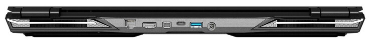 Retour : Gigabit Ethernet, HDMI 2.0, Mini DisplayPort 1.4, USB 3.2 Gen 2 (Type-C ; DisplayPort), USB 3.2 Gen 1 (Type-A), alimentation électrique