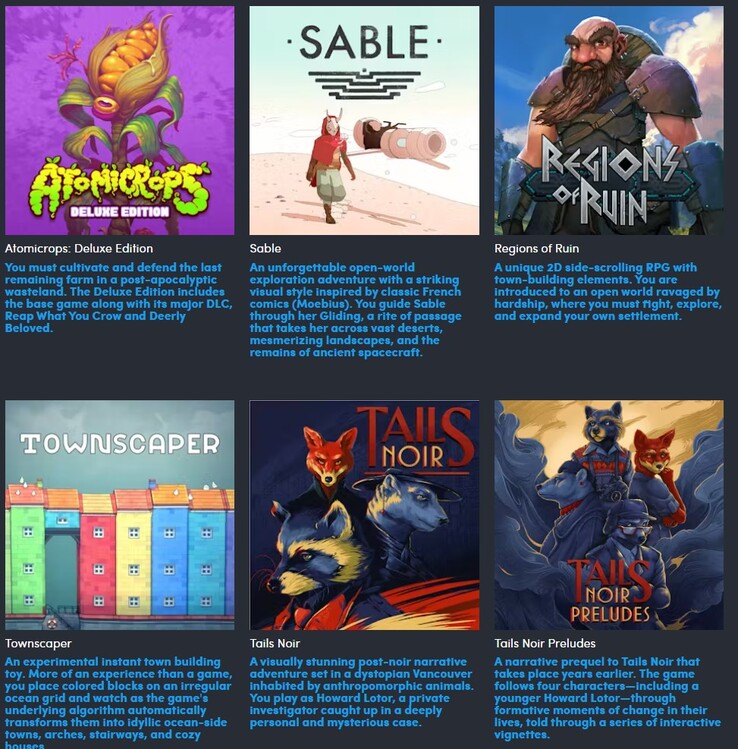 Les six jeux supplémentaires de la tranche à 7 $ (Image source : Humble Bundle)