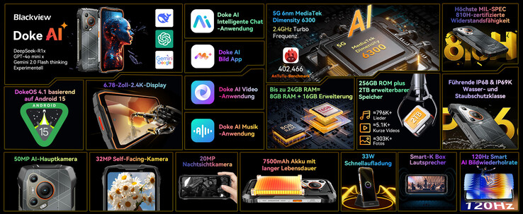 Le BL7000 fonctionne sous DokeOS 4.1, qui est basé sur Android 15 (Image source : Blackview)