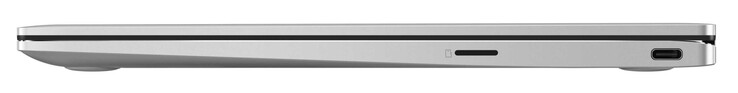 Côté droit : lecteur de carte (micro SD), USB 3.2 Gen 1 (Type-C; DisplayPort, charge).