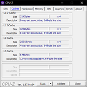 Vaio SX14 - CPU-Z : caches.