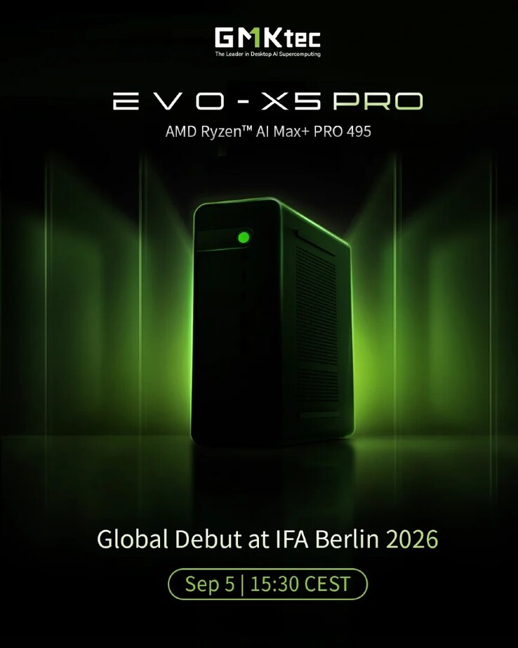 GMKtec a annoncé que le mini-PC Evo X5 Pro sera dévoilé lors de l'IFA 2026.