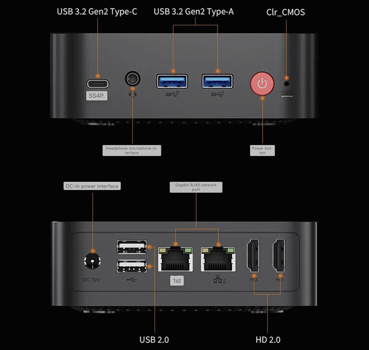 Le mini-PC abordable Peladn Wi-8 est doté d'un bon nombre de ports. (Source de l'image : ITHome)