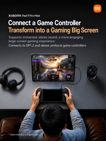 Jeu sur la Xiaomi Pad 9 Pro Max avec une manette