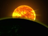 Une illustration d'artiste représentant le Soleil et la Terre.