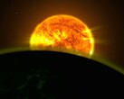 Une illustration d'artiste représentant le Soleil et la Terre.