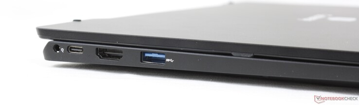 À gauche : adaptateur secteur, USB-C avec DisplayPort + Power Delivery