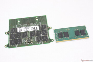 module CAMM de 128 Go (gauche) contre module SODIMM DDR4 de 16 Go (droite)