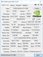 Asus ROG GU501GM - GPU-Z : GeForce GTX 1060.