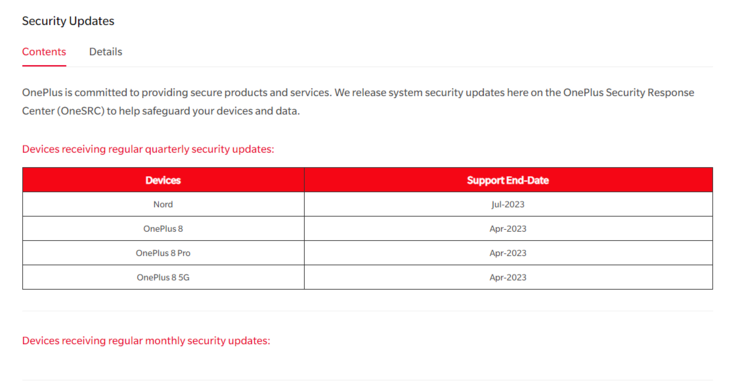 La version originale de la page de l'ARE qui a déclenché des alarmes pour les utilisateurs de OnePlus. (Source : Communauté OnePlus)