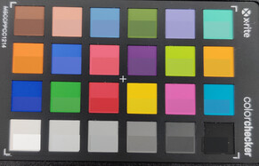 OnePlus 7 - ColorChecker : la couleur de référence se situe dans la partie inférieure de chaque bloc.
