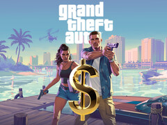 Illustration de GTA 6 avec Jason, Lucia et le signe du dollar (Source : Rockstar Games avec modifications)