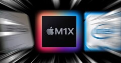Les estimations pour le Apple M1X le voient dépasser ses rivaux AMD et Intel. (Image source : AMD/Apple/Intel - édité)