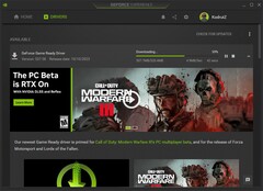 Téléchargement de la mise à jour 537.58 du pilote Nvidia GeForce Game Ready Driver via GeForce Experience (Source : Own)