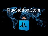 Logo du PlayStation Store affiché sur une carte du monde