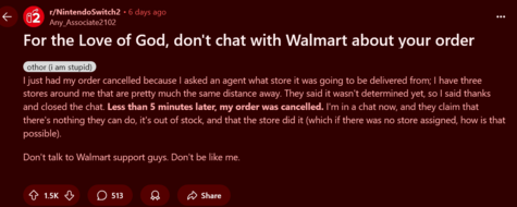 Walmart a annulé la précommande de la Switch 2 témoignage#2 (Source d'image : capture d'écran, Nintendo Switch 2 subreddit)