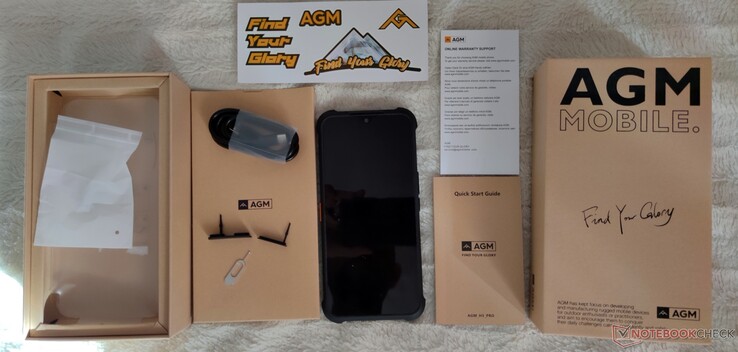 Smartphone robuste AGM H5 Pro, emballage de détail standard sans dock (Source : Own)
