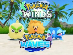 Affichage de la bannière présentant les Pokémon de départ de « Pokémon : Vents et Vagues »