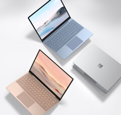Le Surface Laptop Go 2 devrait être lancé en quatre couleurs, dont les trois présentées ici. (Image source : Microsoft)