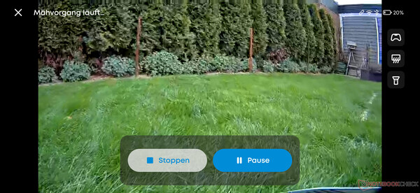 La vidéo en direct permet de voir le jardin du point de vue du robot tondeur