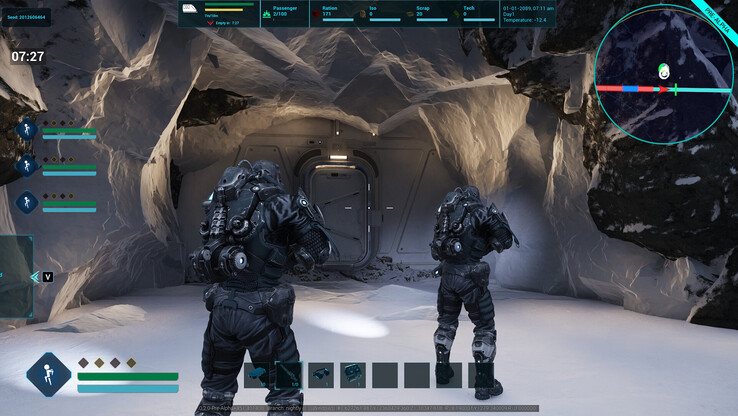 Une capture d'écran montrant des joueurs rassemblés devant un donjon-caverne dans Everrail (image source : SteamDB)