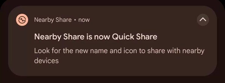Google semble vouloir renommer Nearby Share en Quick Share. (Image via @Za_Raczke)