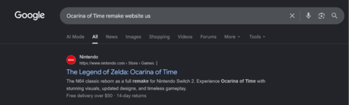 Fuite sur Google concernant le remake de *The Legend of Zelda : Ocarina of Time* sur Switch 2
