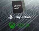 Les logos PlayStation et Xbox sont visibles sous la DRAM GDDR7 de Micron (Source de l'image : Micron, Sony PlayStation, Xbox Gaming avec modifications)