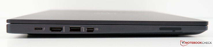 A gauche : Thunderbolt 4/USB 4 via Type-C, HDMI 2.0b, USB 3.2 Gen2 Type-A, Mini DisplayPort 1.4a