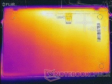 Asus ZenBook UX433FA - Relevé thermique : Système au ralenti (au-dessous).