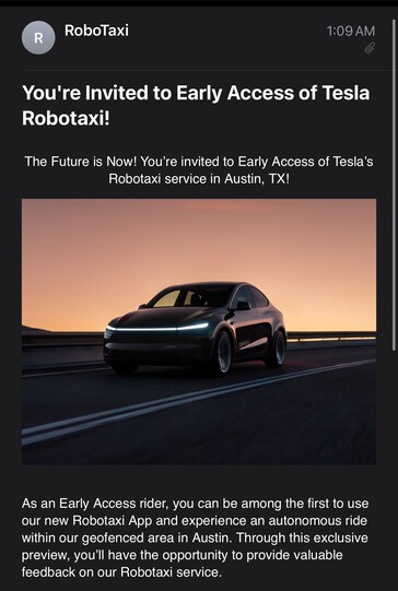 Invitation au lancement du Tesla Robotaxi.