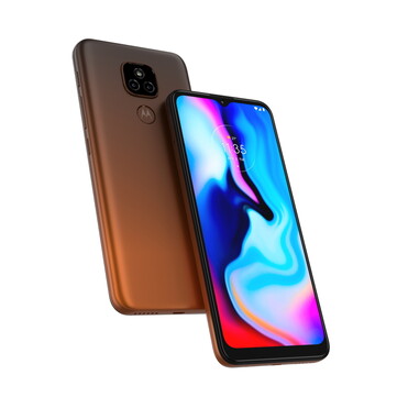 Le Motorola Moto E7 Plus en bronze ambré. (Source de l'image : Motorola)