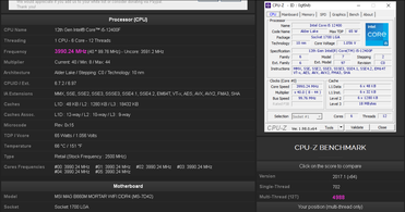 entrée i5-12400F. (Image source : CPU-Z Validator via @TUM_APISAK)