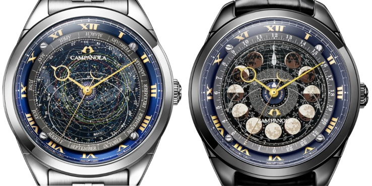 Les montres Citizen Campanola Cosmosign Constellation Chart (à gauche) et Moon Phase (à droite). (Source de l'image : Citizen)
