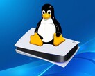 Logo Tux Linux affiché au-dessus de la console PS5