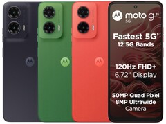 Le Moto G35 5G est disponible en vert feuille, noir nuit et rouge goyave (Image source : Motorola)