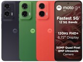 Le Moto G35 5G est disponible en vert feuille, noir nuit et rouge goyave (Image source : Motorola)