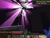 Une capture d'écran montrant un utilisateur en train de vaincre l'Ender Dragon dans Minecraft