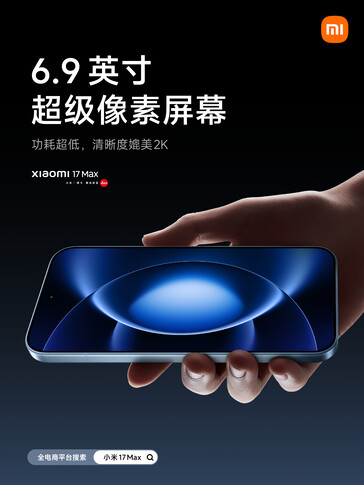 Le Xiaomi 17 Max est doté d'un écran de 6,9 pouces.