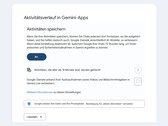 Page des paramètres Google montrant le bouton « Conserver l'activité » activé