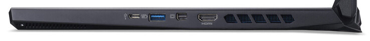 Côté droit : USB C 3.2 Gen 2, USB A 3.2 Gen 1, mini DisplayPort, HDMI.